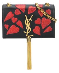 Saint Laurent | Black Cassandre Monogram Heart Leather Cross-Body Bag | Lyst