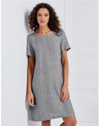 white linen swing dress