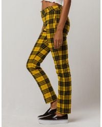 womens yellow plaid pants