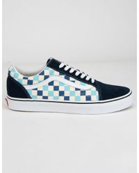 blue checkered old school vans