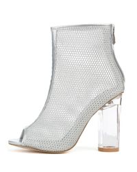 silver bootie heels