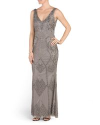 Tj Maxx Gray Deep V Neck Beaded Dress