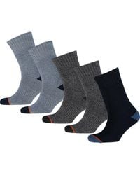 Weatherproof Blue Five Pack & Grey Boot Socks for men
