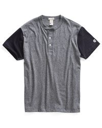 Todd Snyder - Gray Short Sleeve Blocked Henley In Salt And Pepper for Men - Lyst