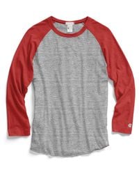 Todd Snyder - Red Baseball T-Shirt In Antique Grey Mix for Men - Lyst