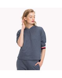 Tommy Hilfiger Blue Longer Length Logo Hoody
