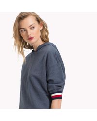 Tommy Hilfiger Blue Longer Length Logo Hoody