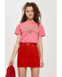topshop pink denim skirt