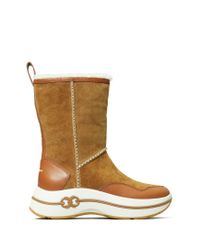 tory burch gemini link platform shearling boot