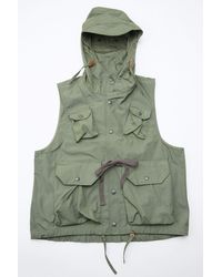 Engineered Garments Green Field Vest Olive Pc Poplin for men