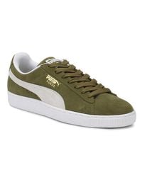 puma suede black and green