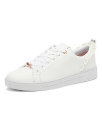 Ted Baker Astrina Leather Frill Low Top Trainers in White - Lyst