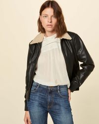 Giubbotto bomber in pelle Meeley nero di Sessun in Nero | Lyst