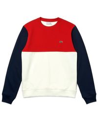 Lacoste Color Block Sweat Mit Rundhalsausschnitt Sh5185 White Red Navy Lyst