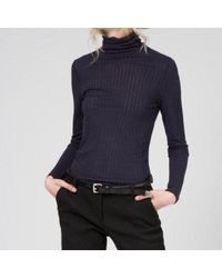 J.Lindeberg Blue Ann Polo Rib Turtleneck Top