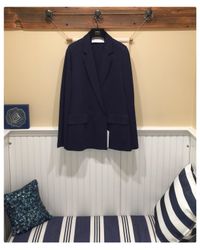 Harris Wharf London - Slouchy D.b. Blazer Light Viscose - Navy Blue - Lyst