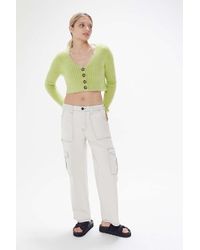 urban outfitters rochelle fuzzy cropped cardigan