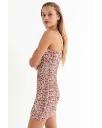uo ruched mesh bodycon mini dress