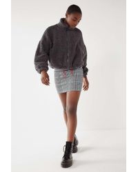 uo willow fuzzy drawstring teddy jacket blue