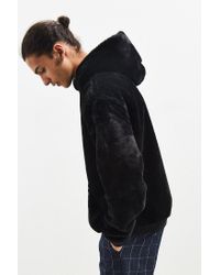 Faux fur hoodie black Clearance