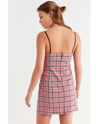 checkered mini slip dress