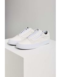 Vans Perforated Leather Old Skool Zip Sneaker in White | Lyst