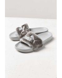 puma gray slides