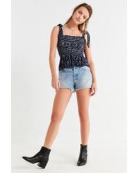 smocked tie shoulder top