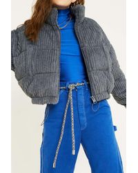 uo charcoal fluffy corduroy puffer jacket