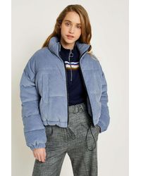 Urban Outfitters Uo Blue Corduroy Cropped Puffer Jacket | Lyst UK