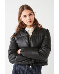 uo outfitters puffer faux cropped urban jacket leather