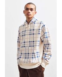 Plaid Reverse Weave Hoodie Sweatshirt 