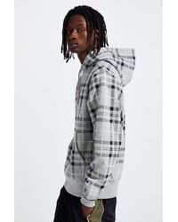 champion uo exclusive plaid reverse weave hoodie sweatshirt