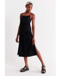 Urban Outfitters Uo Backless Linen Midi Dress in Black - Lyst