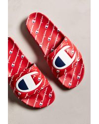 champion big logo monogram slide sandal