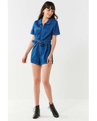 uo hello sunshine denim romper