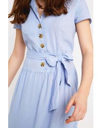 uo natalie linen belted shirt dress