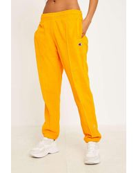 champion yellow heavy velour track pants