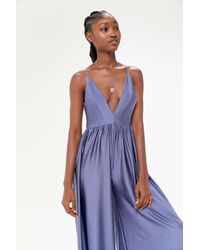 uo gia plunging shimmer jumpsuit