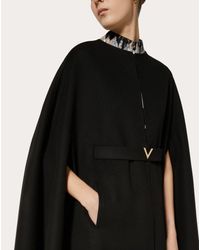 Valentino Wool Compact Drap Cape in Black - Lyst
