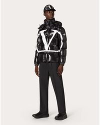 Valentino Goose Moncler Vlogo Lacquered Nylon Padded Jacket in Black for Men  - Lyst