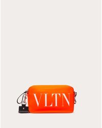 Valentino Vltn Fluorescent Leather Crossbody Bag In Orange For Men Lyst