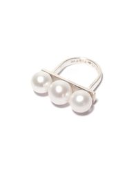 Maria Stern - White Triple Pearl Ring - Lyst