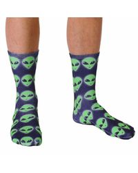 Living Royal Green Alien Crew Socks for men