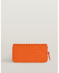 Varana Woven Leather Wallet - Orange