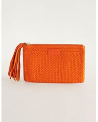 Varana Woven Leather Clutch - Orange