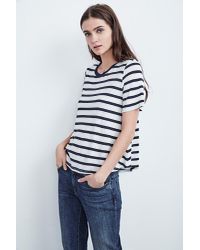 Velvet By Graham & Spencer Blue Tiana Cotton Modal Stripe Swing Tee