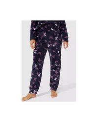 DEBENHAMS Butterfly Fleece Long Pyjama Set in Blue Lyst