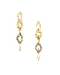 Ettika Crystal And 18k Gold Plated Rope Chain Link Dangle Earrings - Metallic