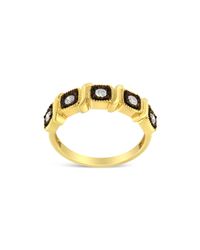 Haus of Brilliance 10k Yellow Gold Flashed .925 Sterling Silver Miracle-set Diamond 5-stone Ring Band - Black